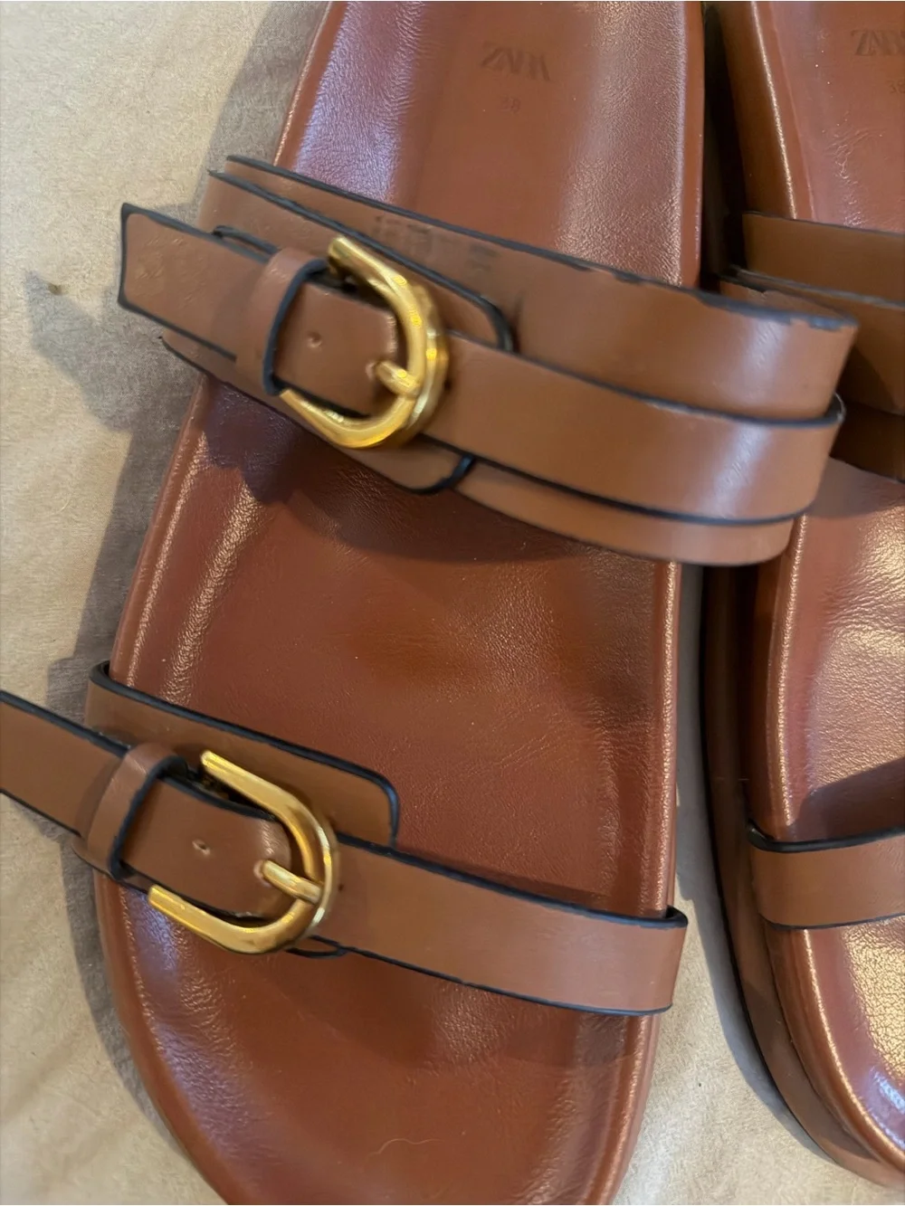 Zara brown buckle sandals - Picture 7 of 8